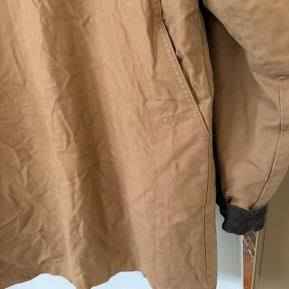 L.L. Bean Womens Medium Tan Button Up Field Barn Jacket Coat Corduroy Trim - Picture 9 of 11